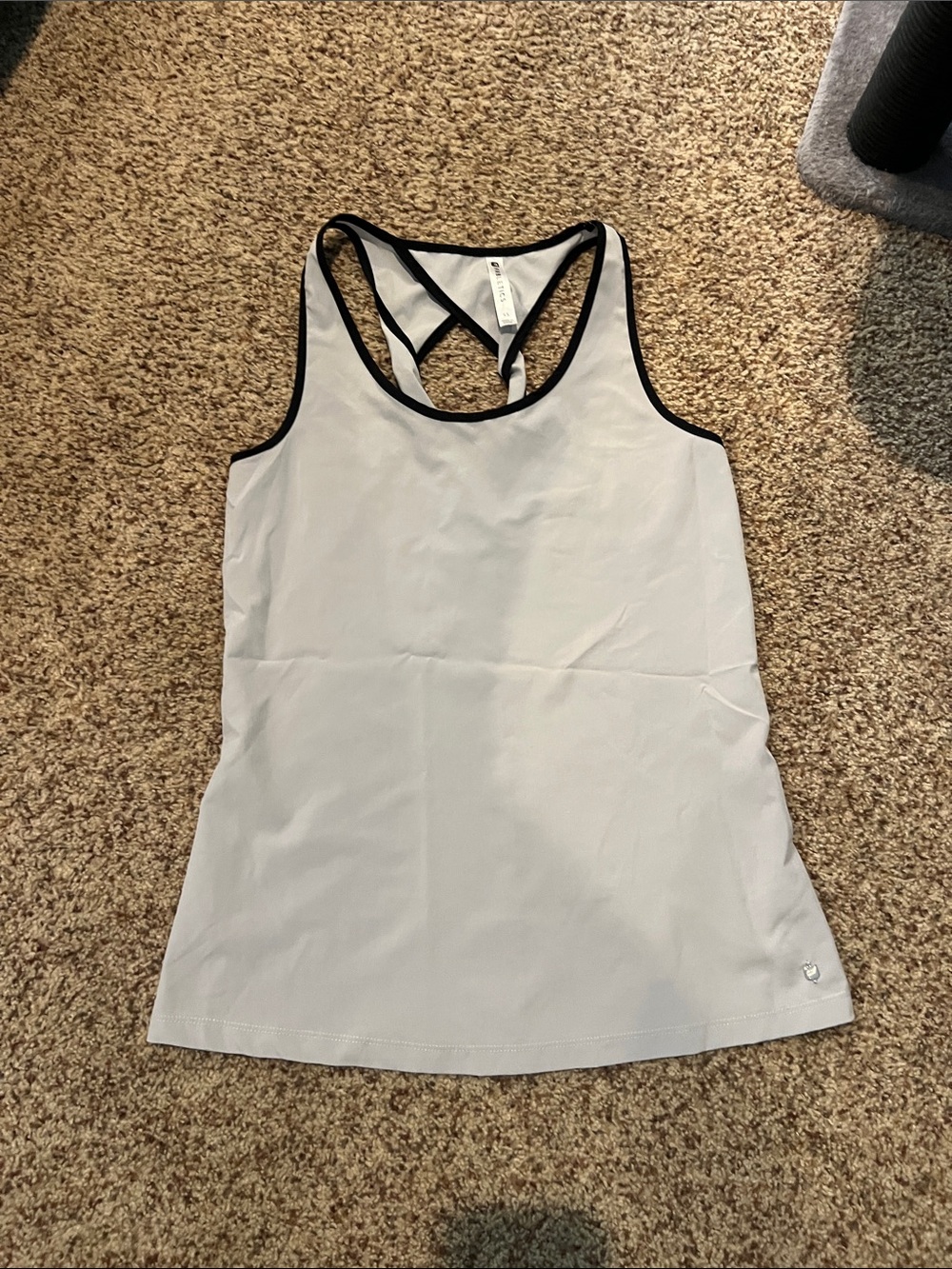 Women’s Small Fabletics Light Gray Tank Top with Black Trim